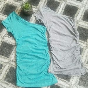 F21 NWT One Shoulder Ruched Striped T-shirt